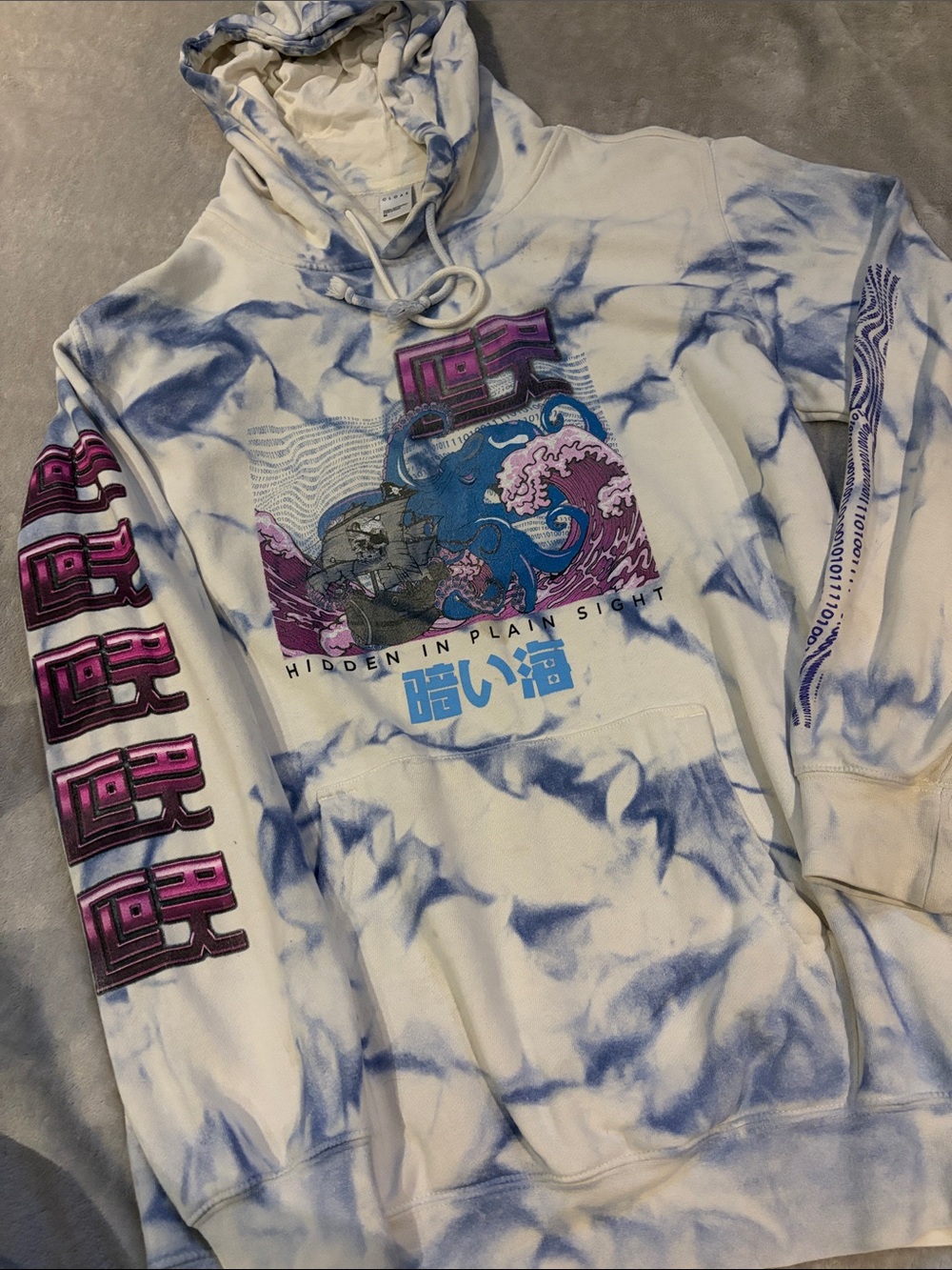 Cloak Hidden in Plain Sight Zip-Up Hoodie - Blue & White